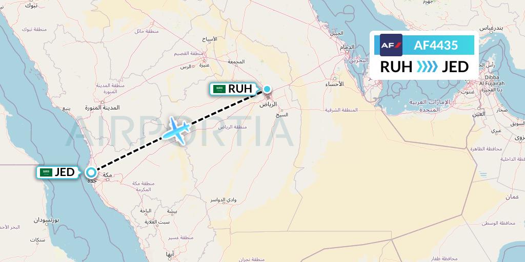 AF4435 Air France Flight Map: Riyadh to Jeddah