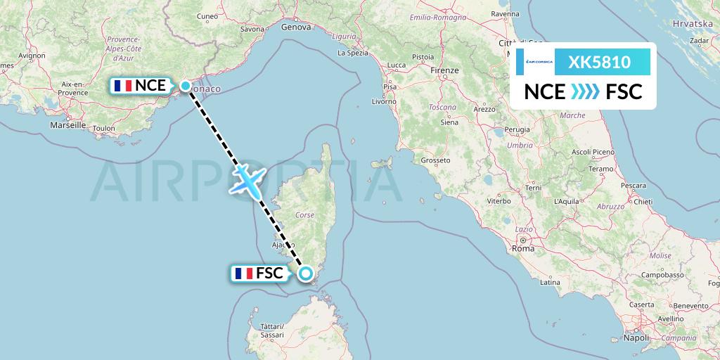 XK5810 Air Corsica Flight Map: Nice to Figari
