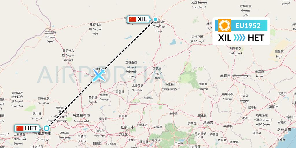 EU1952 Chengdu Airlines Flight Map: Xilinhot to Hohhot