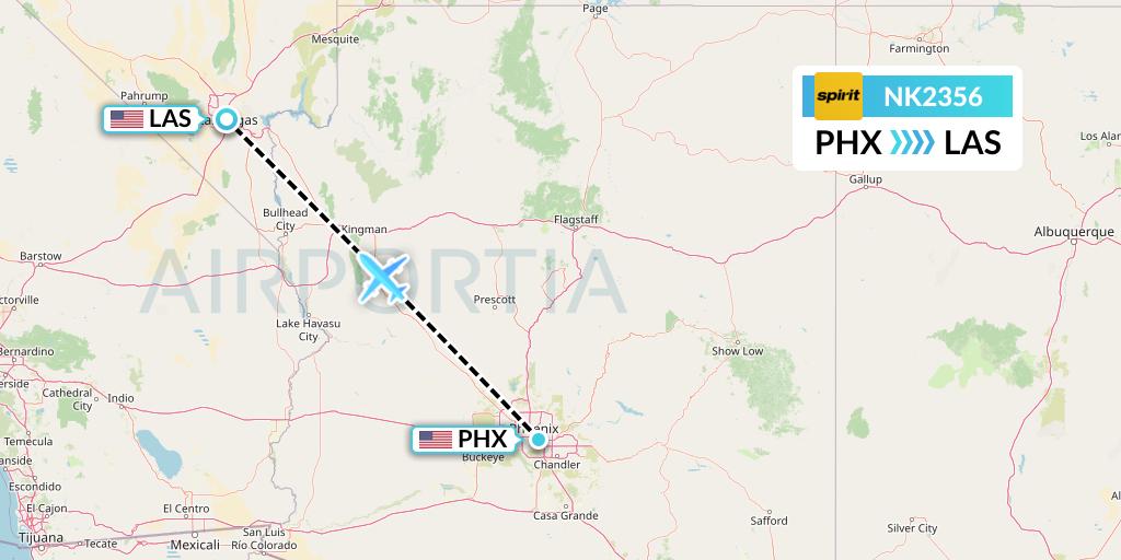NK2356 Spirit Airlines Flight Map: Phoenix to Las Vegas