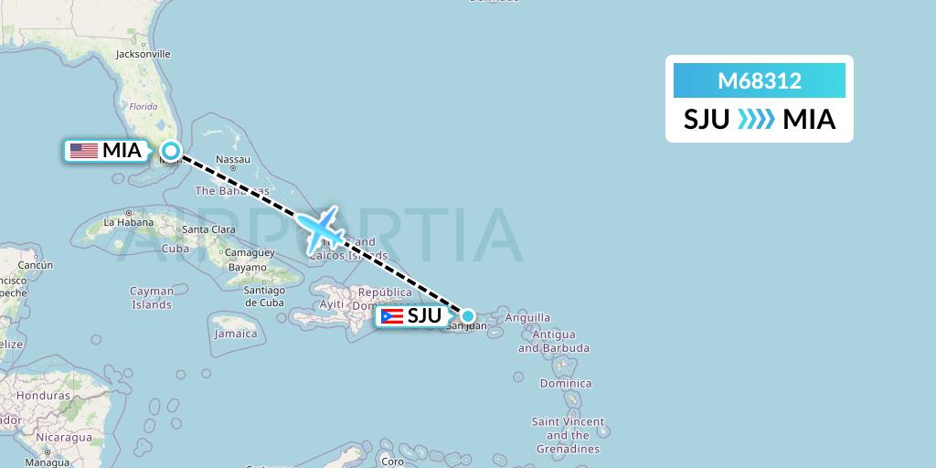 M68312 Amerijet International Flight Map: San Juan to Miami