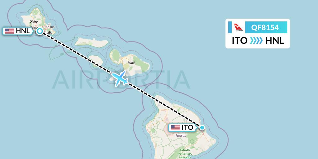 QF8154 Qantas Flight Map: Hilo to Honolulu