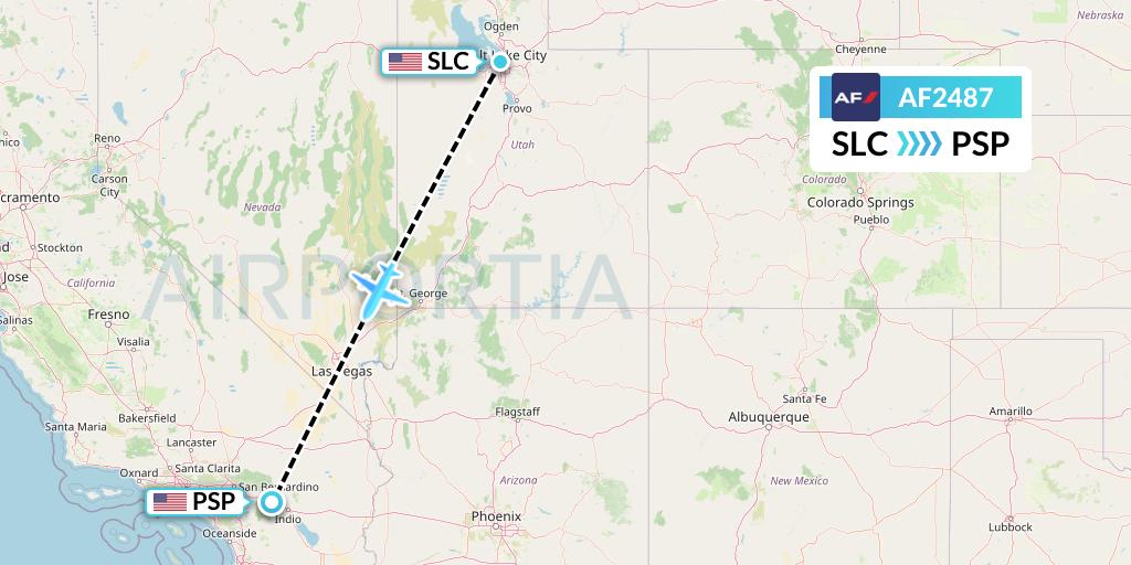 AF2487 Air France Flight Map: Salt Lake City to Palm Springs