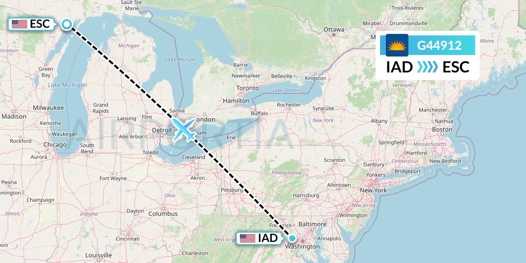 G44912 Allegiant Air Flight Map: Washington to Escanaba