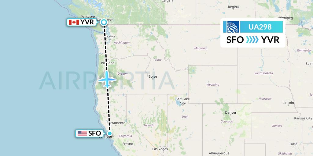 UA298 United Airlines Flight Map: San Francisco to Vancouver