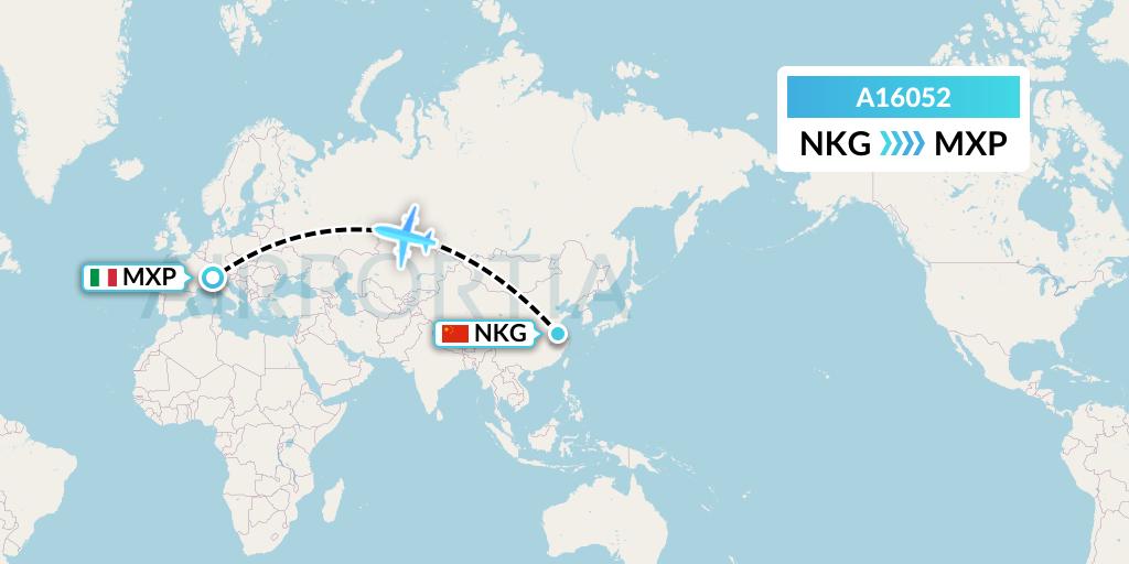 A16052 A.p.g. Distribution Systems Flight Map: Nanjing to Milan