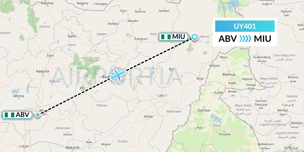 UY401 Sky Prime Charter Flight Map: Abuja to Maiduguri