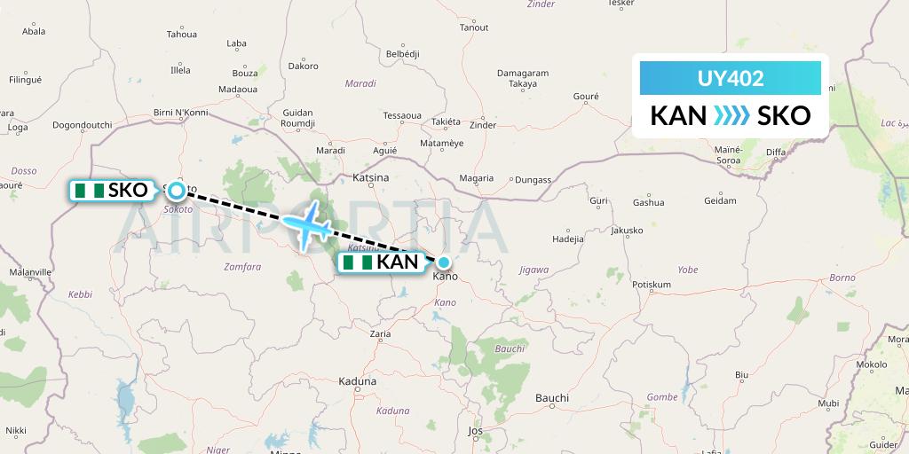 UY402 Sky Prime Charter Flight Map: Kano to Sokoto