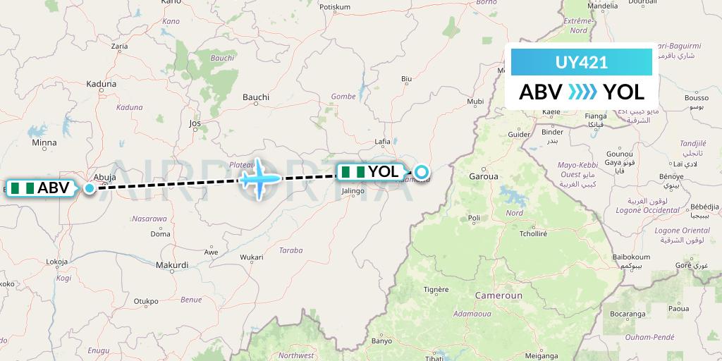 UY421 Sky Prime Charter Flight Map: Abuja to Yola