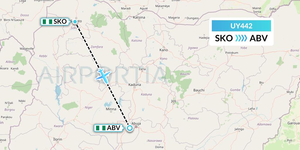 UY442 Sky Prime Charter Flight Map: Sokoto to Abuja