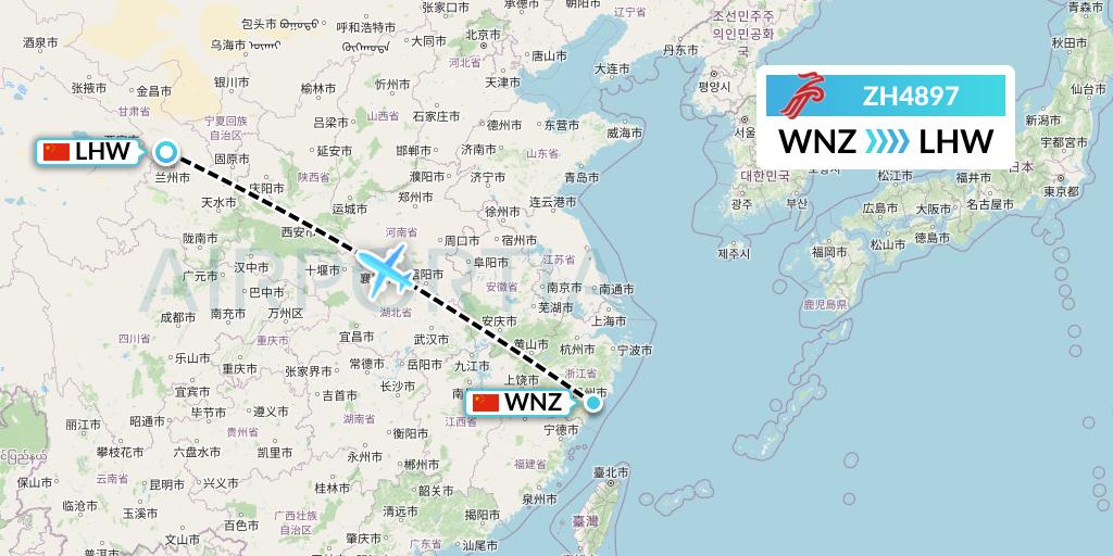 ZH4897 Shenzhen Airlines Flight Map: Wenzhou to Lanzhou