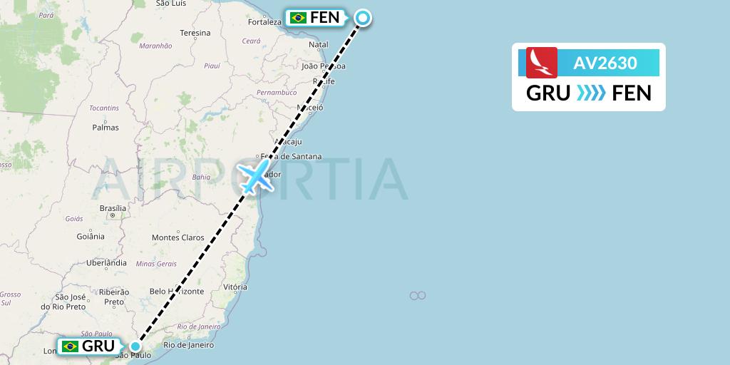 AV2630 Avianca Flight Map: Sao Paulo to Fernando De Noronha