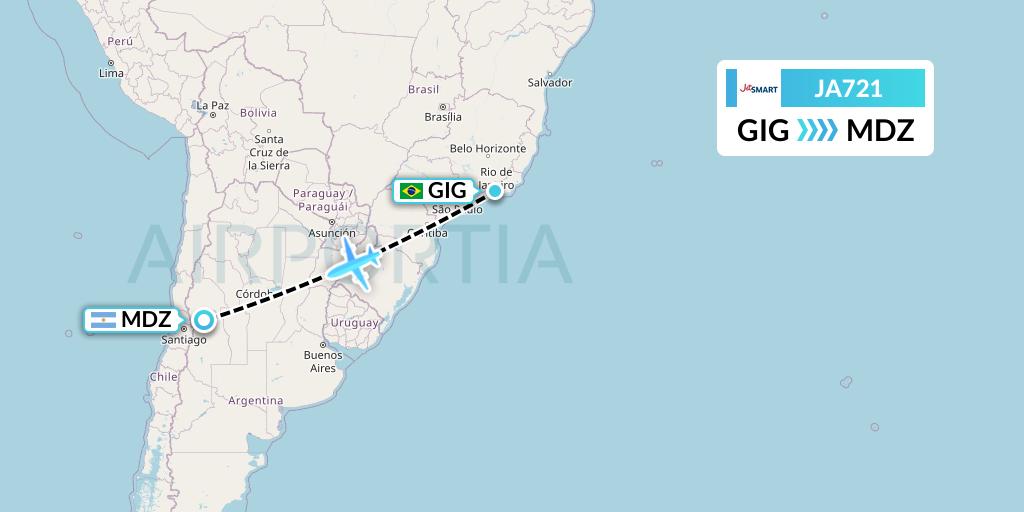 JA721 JetSMART Flight Map: Rio de Janeiro to Mendoza