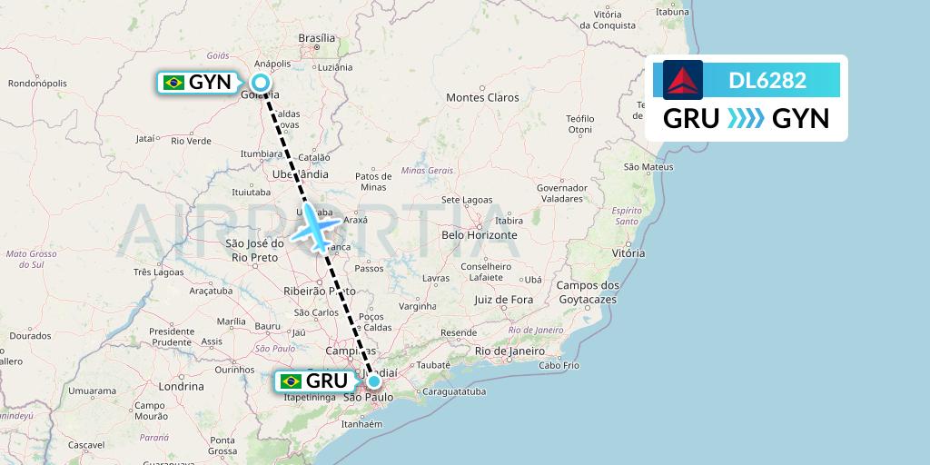 DL6282 Delta Air Lines Flight Map: Sao Paulo to Goiania