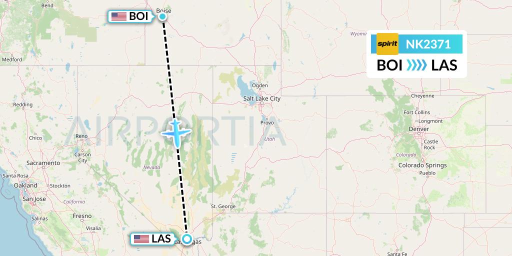 NK2371 Spirit Airlines Flight Map: Boise to Las Vegas