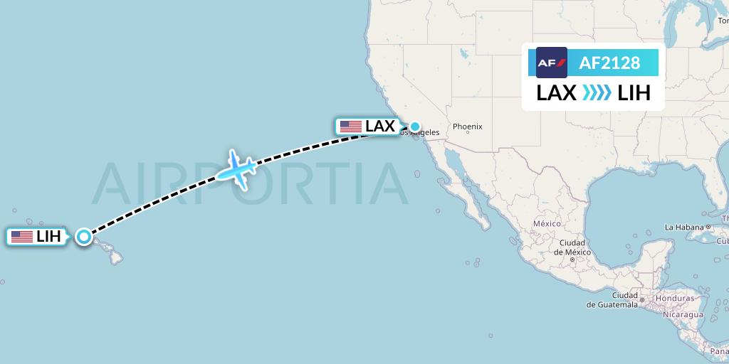 AF2128 Air France Flight Map: Los Angeles to Lihue