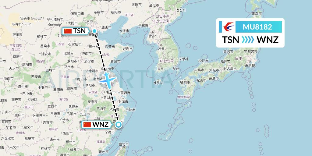 MU8182 China Eastern Airlines Flight Map: Tianjin to Wenzhou