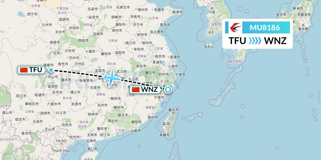 MU8186 China Eastern Airlines Flight Map: Chengdu to Wenzhou