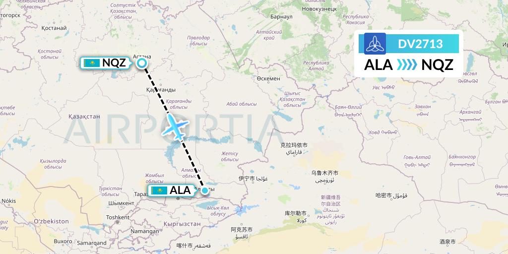 DV2713 SCAT Flight Map: Almaty to Astana
