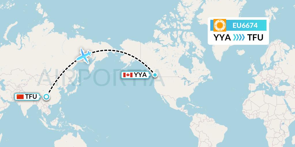 EU6674 Chengdu Airlines Flight Map: Big Bay Yacht Club to Chengdu