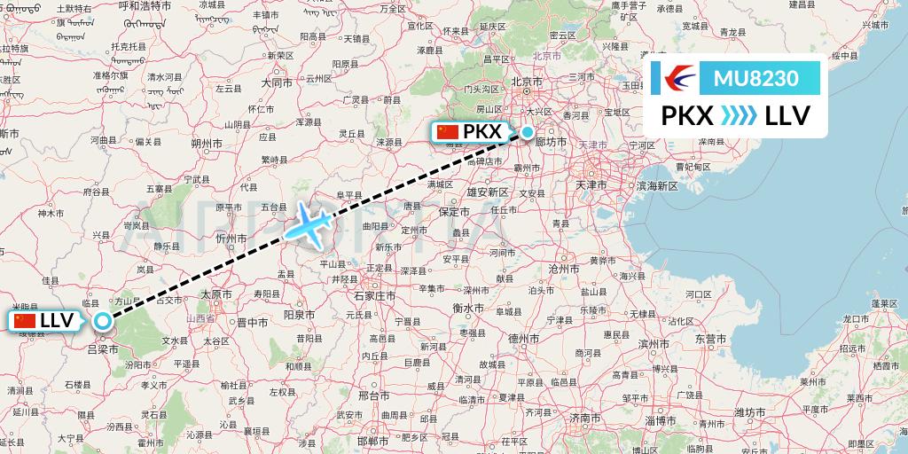 MU8230 China Eastern Airlines Flight Map: Beijing to Kunming