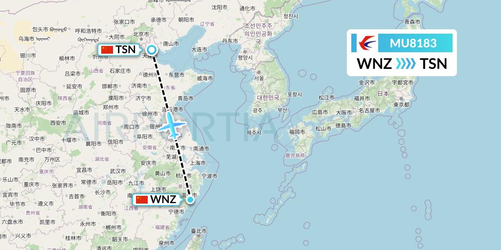 MU8183 China Eastern Airlines Flight Map: Wenzhou to Tianjin