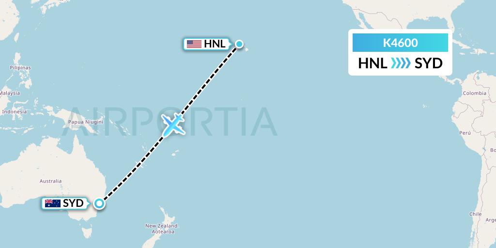 K4600 Kalitta Air Flight Map: Honolulu to Sydney