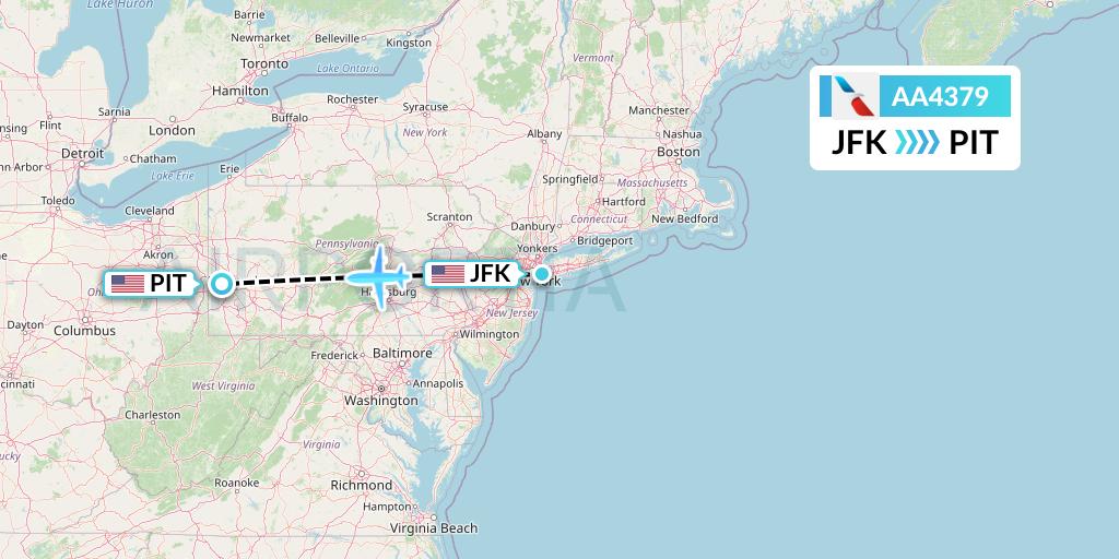 AA4379 American Airlines Flight Map: New York to Pittsburgh