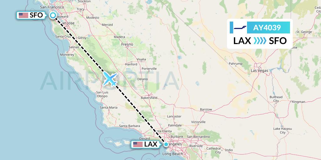 AY4039 Finnair Flight Map: Los Angeles to San Francisco