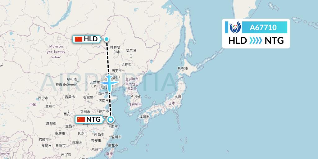 A67710 Hongtu Airlines Flight Map: Hailar to Nantong