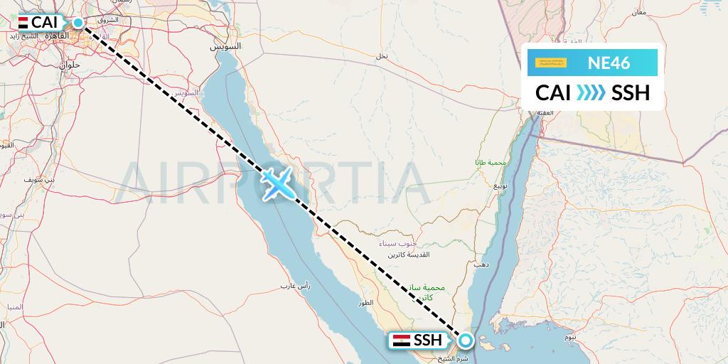 NE46 Nesma Airlines Flight Map: Cairo to Sharm el-Sheikh