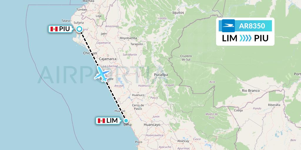 AR8350 Aerolineas Argentinas Flight Map: Lima to Piura