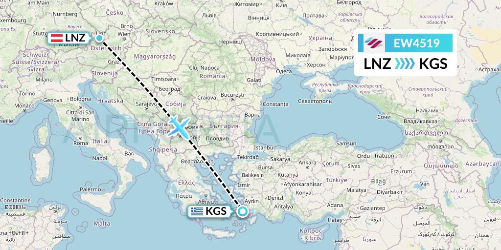 EW4519 Eurowings Flight Map: Linz to Kos