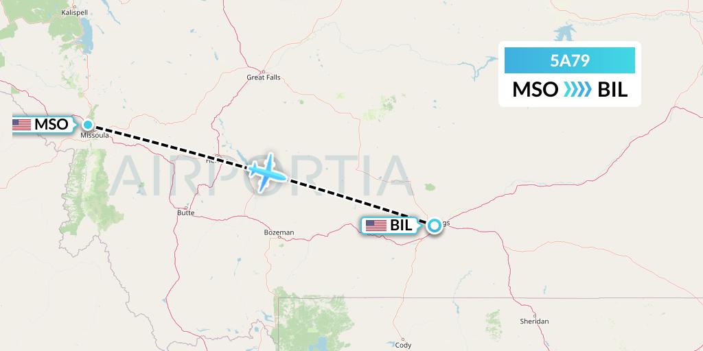 5A79 Alpine Air Express Flight Map: Missoula to Billings