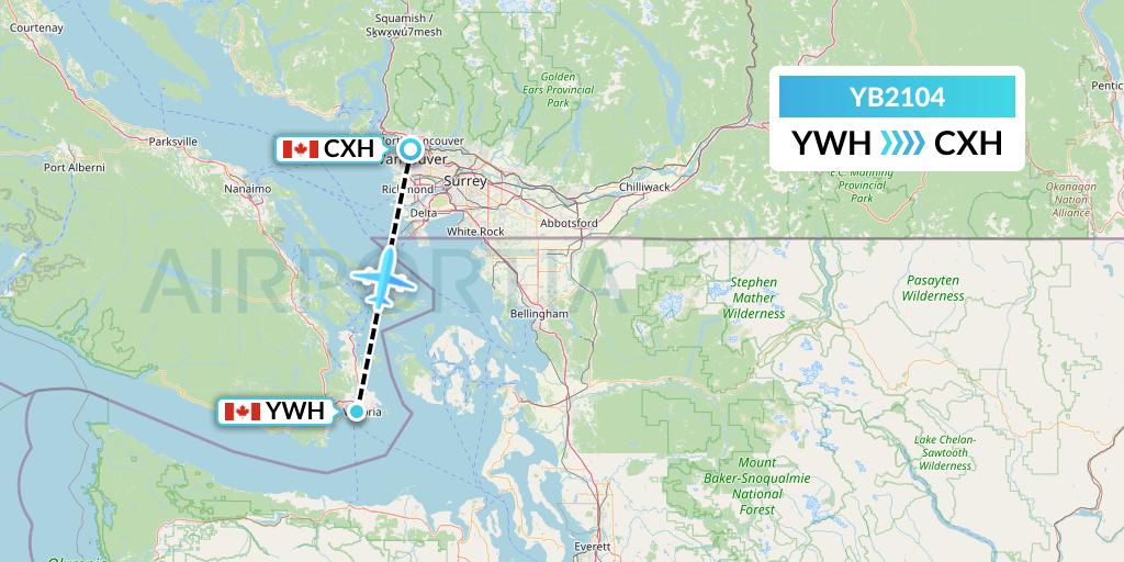YB2104 Harbour Air Seaplanes Flight Map: Victoria to Vancouver