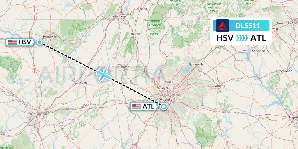 DL5511 Flight Status Delta Air Lines: Huntsville to Atlanta (DAL5511)