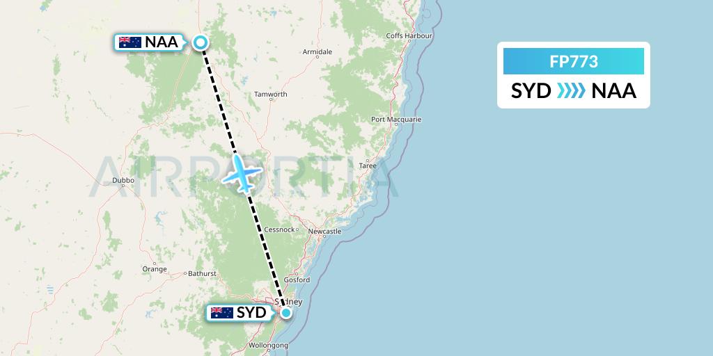 FP773 FlyPelican Flight Map: Sydney to Narrabri