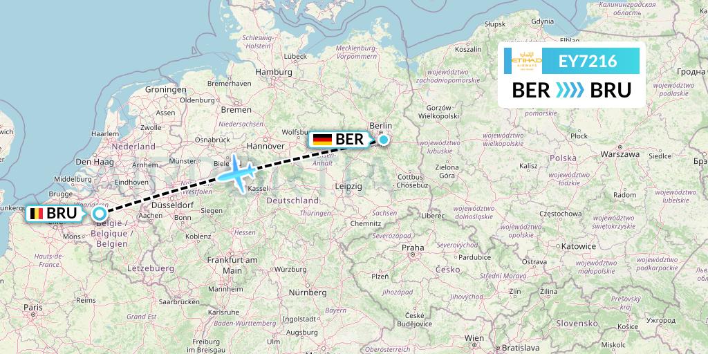 EY7216 Etihad Airways Flight Map: Berlin to Brussels