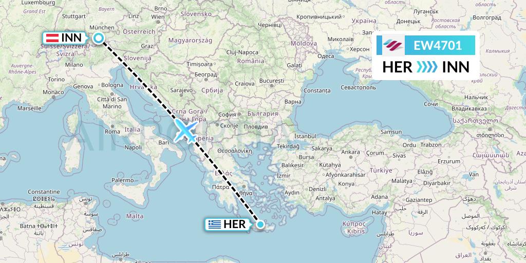 EW4701 Eurowings Flight Map: Heraklion to Innsbruck