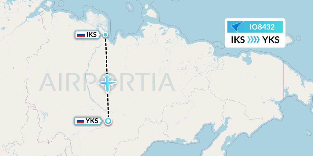 IO8432 IrAero Flight Map: Tiksi to Yakutsk