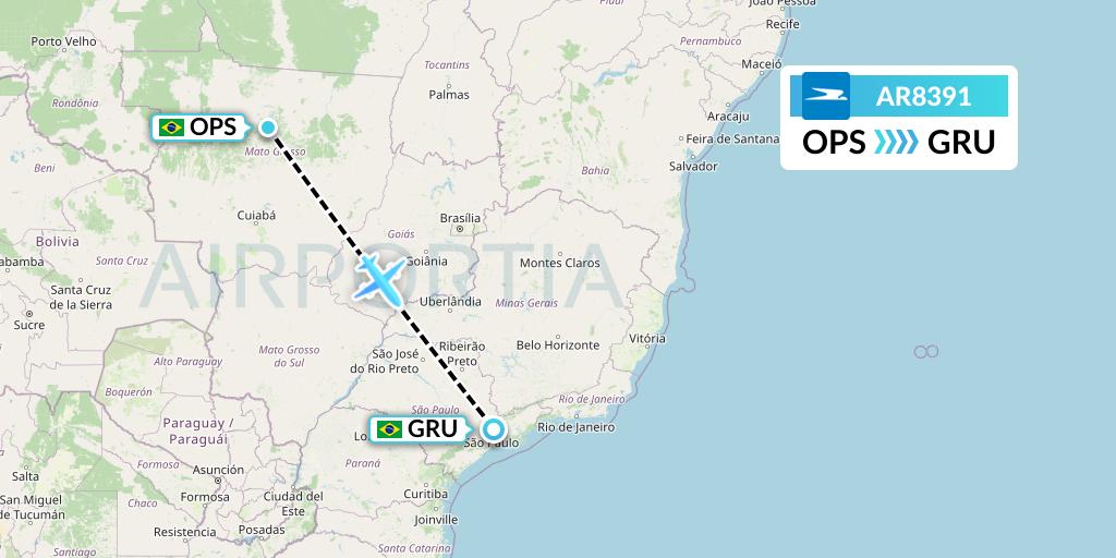 AR8391 Aerolineas Argentinas Flight Map: Sinop to Sao Paulo