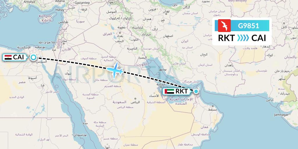 G9851 Air Arabia Flight Map: Ra'sal-Khaymah to Cairo