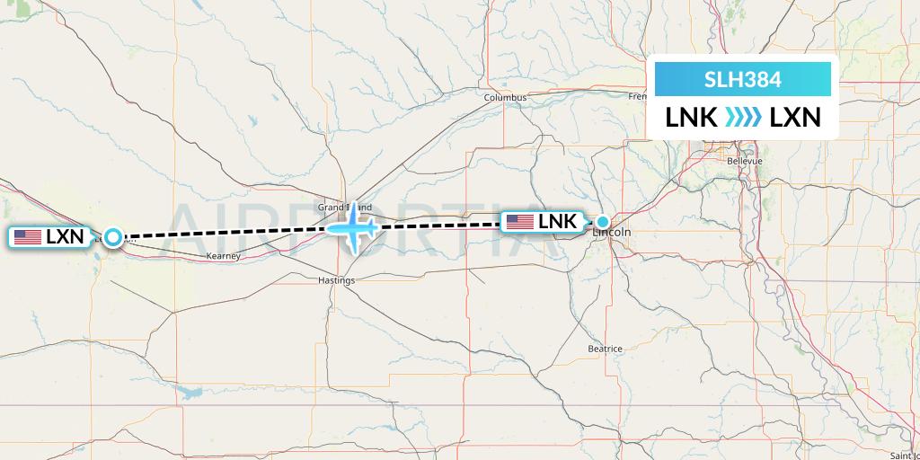 SLH384 Silverhawk Aviation Flight Map: Lincoln to Lexington