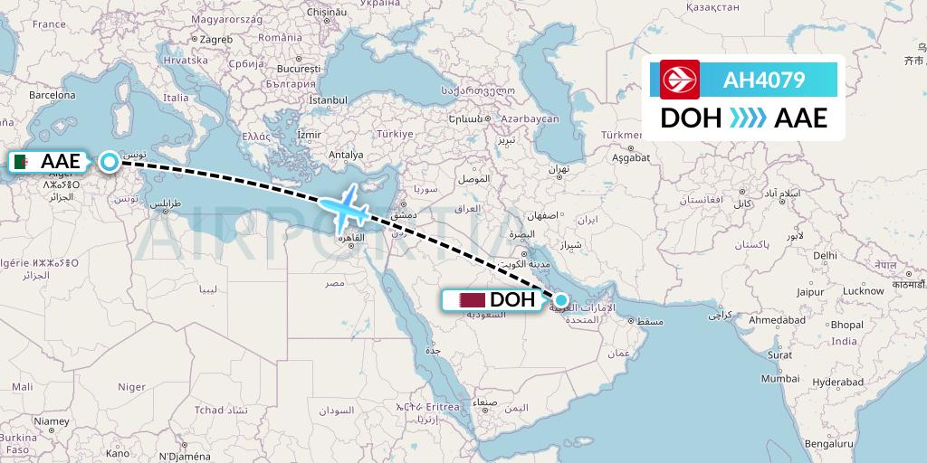 AH4079 Air Algerie Flight Map: Doha to Annaba