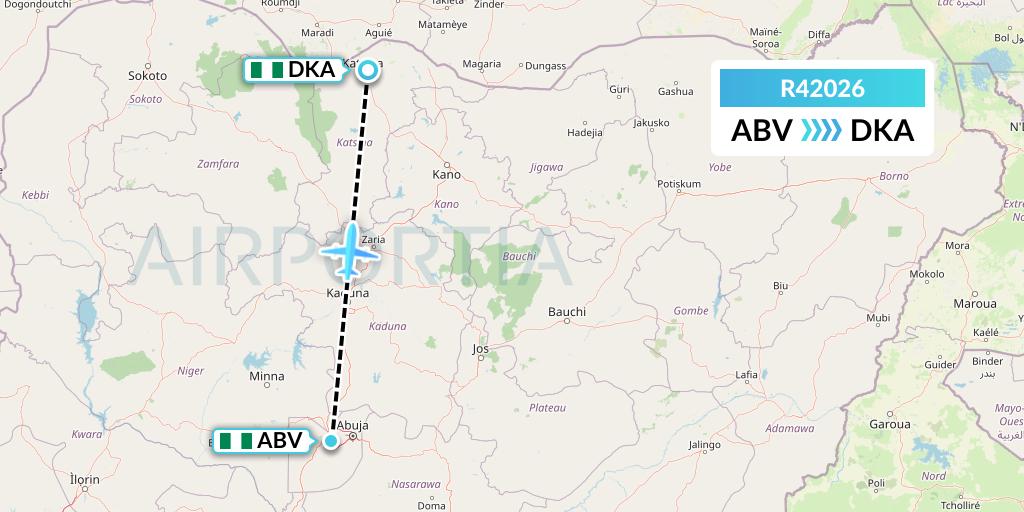 R42026 Rano Air Flight Map: Abuja to Kano