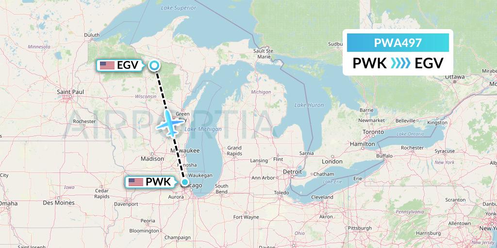 PWA497 Priester Aviation Flight Map: Chicago to Eagle River