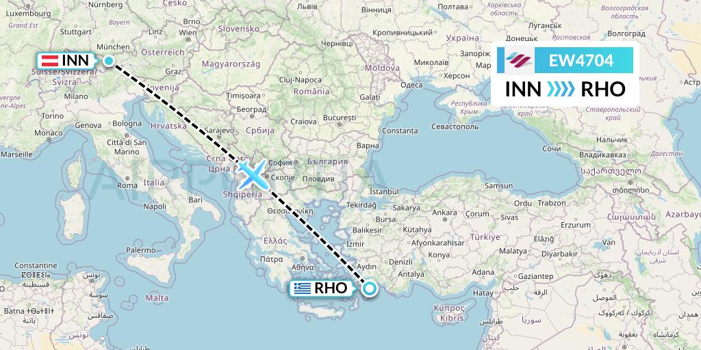 EW4704 Eurowings Flight Map: Innsbruck to Rhodes