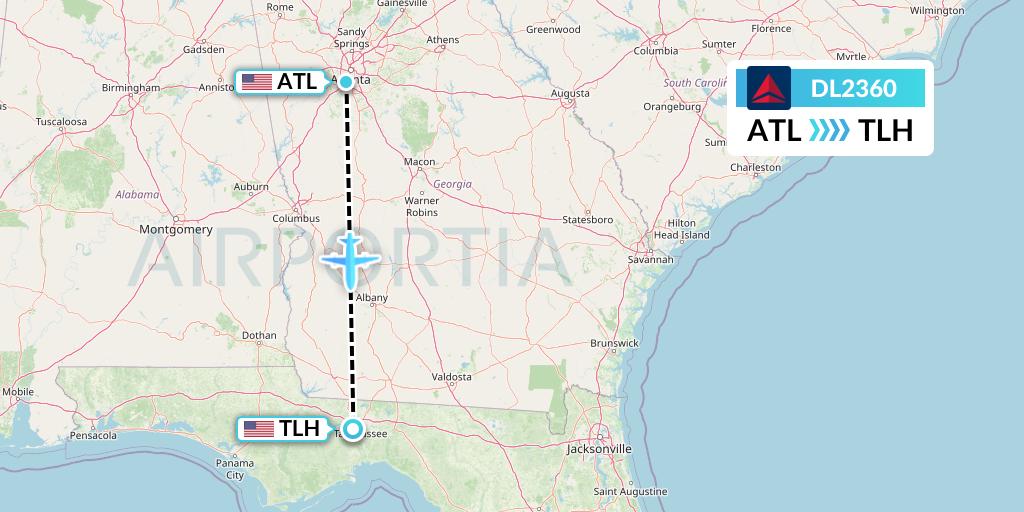 DL2360 Delta Air Lines Flight Map: Atlanta to Tallahassee