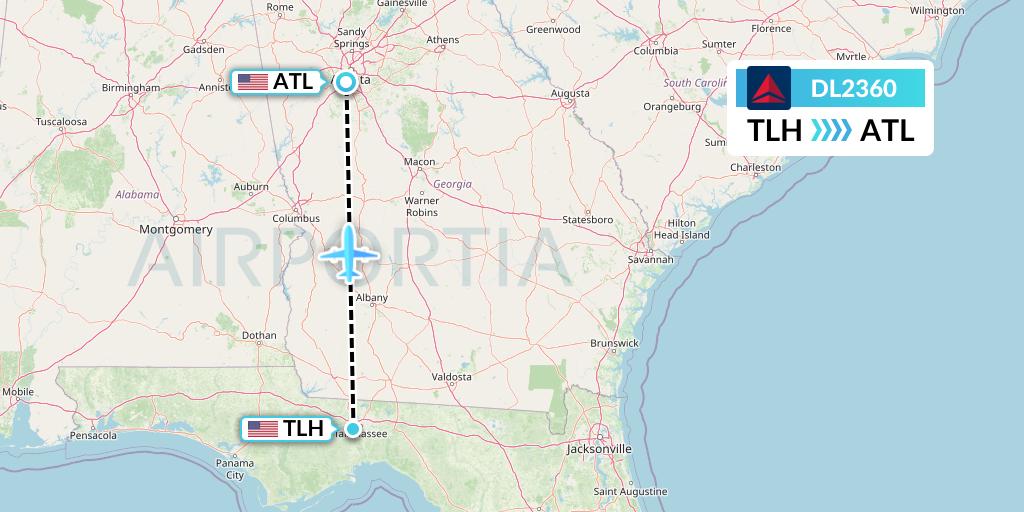 DL2360 Delta Air Lines Flight Map: Tallahassee to Atlanta