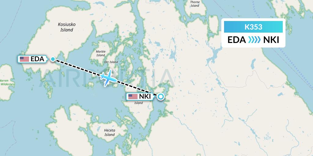 K353 Taquan Air Flight Map: Edna Bay to Naukiti
